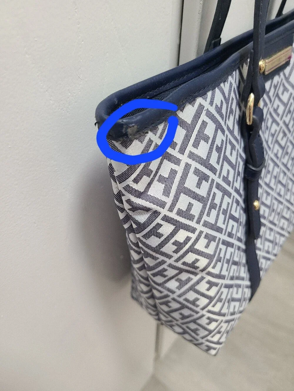 Tommy Hilfiger Navy Patterned Tote Bag by Unknown Brand